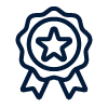 badge with a star symbol representing quality and recognition in achievements highlighting top performance