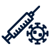 syringe and virus symbol representing vaccination against illness boosting immunity and public health 2 doses